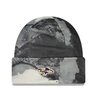 Baltimore Ravens 2022 Sideline New Era pour homme - Noir - Bonnet en tricot à revers teint à l'encre