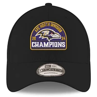 Casquette ajustable 9FORTY Baltimore Ravens 2024 AFC North Division Champions New Era noire pour homme