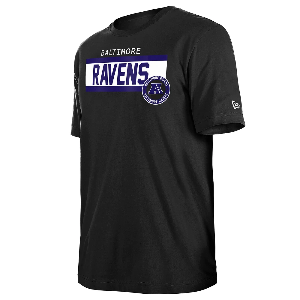 Men's New Era  Black Baltimore Ravens 3rd Down High Density Print T-Shirt