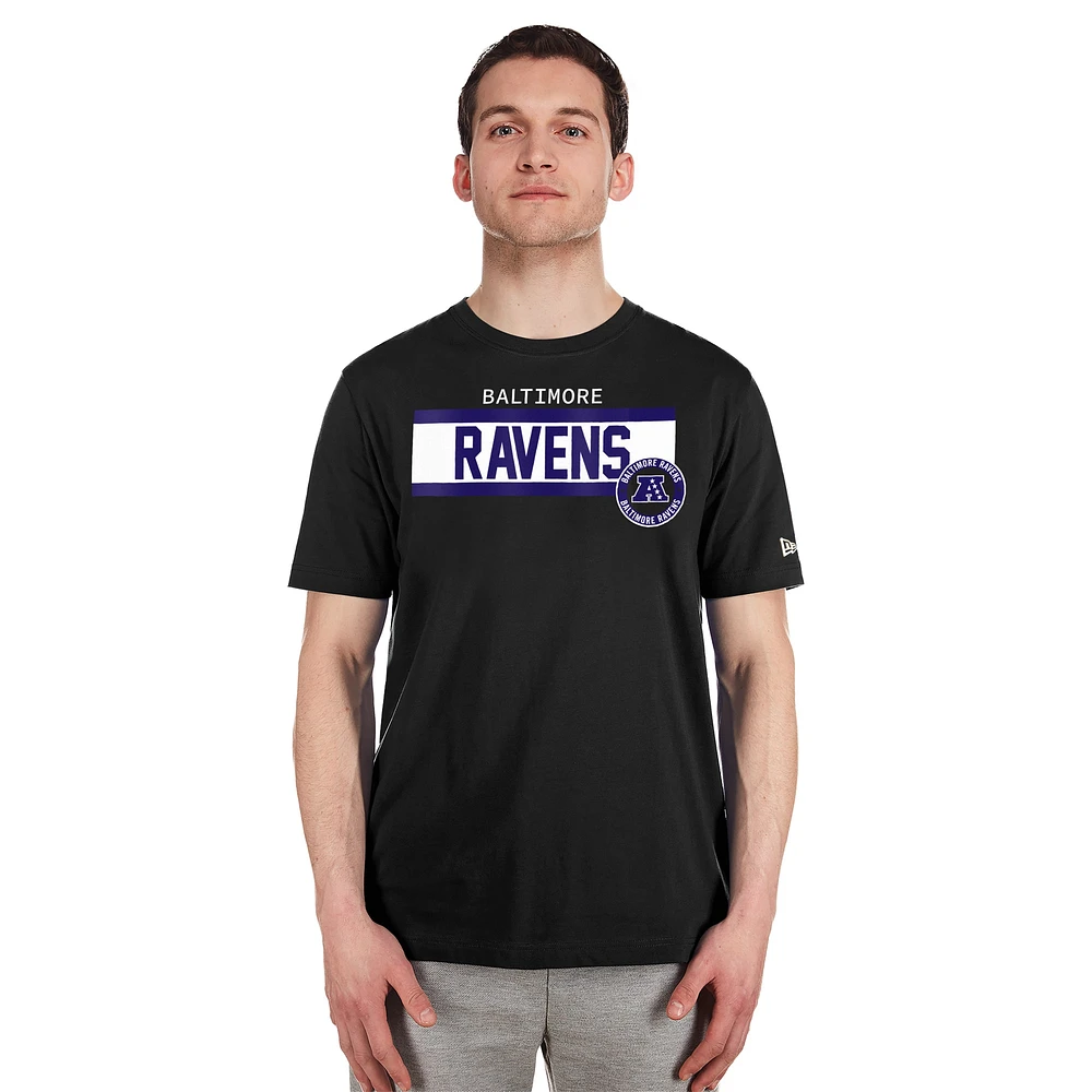 Men's New Era  Black Baltimore Ravens 3rd Down High Density Print T-Shirt