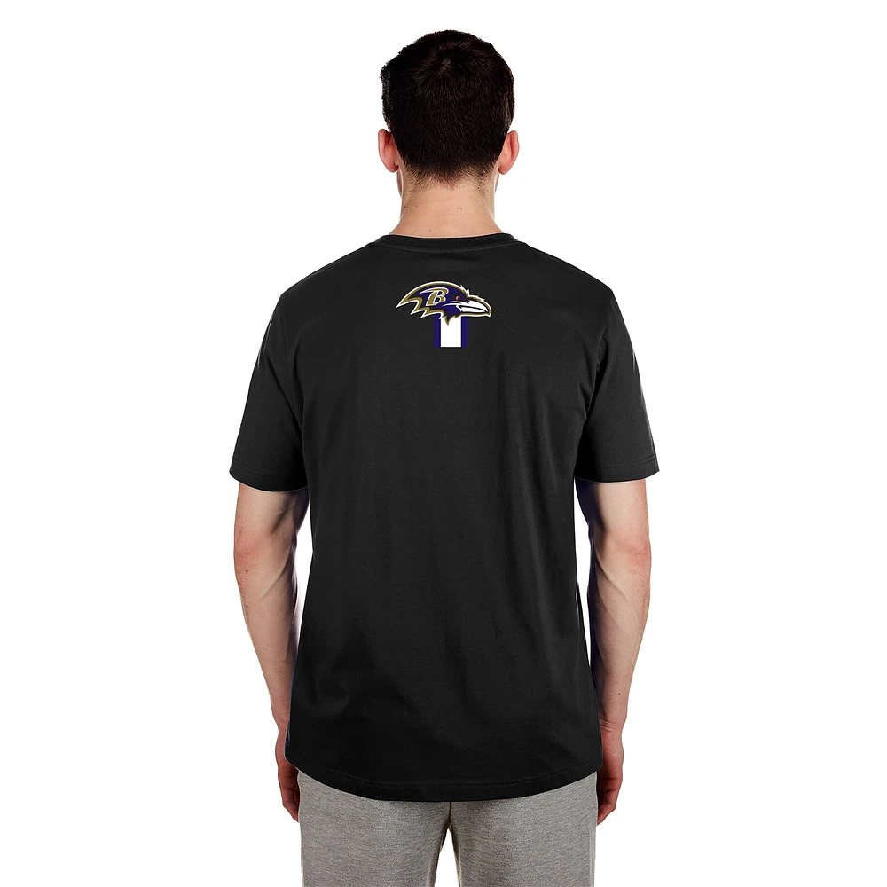 Men's New Era  Black Baltimore Ravens 3rd Down High Density Print T-Shirt