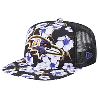 Casquette de golf à visière snapback Baltimore Ravens Adventure Pattern New Era noire pour homme