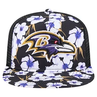 Casquette de golf à visière snapback Baltimore Ravens Adventure Pattern New Era noire pour homme