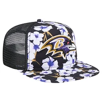 Casquette de golf à visière snapback Baltimore Ravens Adventure Pattern New Era noire pour homme