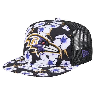 Casquette de golf à visière snapback Baltimore Ravens Adventure Pattern New Era noire pour homme
