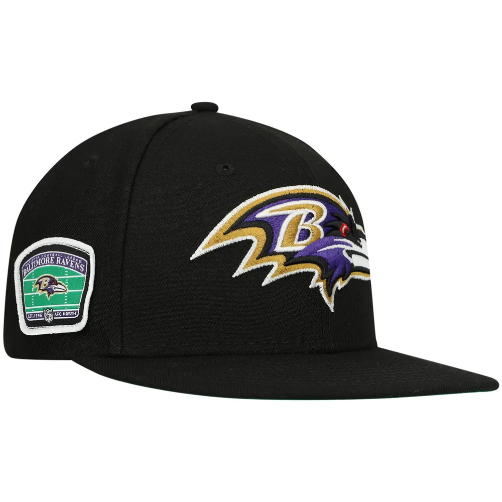 Men's New Era Black Baltimore Ravens Logo Color Dim 59FIFTY Fitted Hat