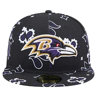 Men's New Era Black Baltimore Ravens Paisley 59FIFTY Fitted Hat