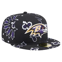 Men's New Era Black Baltimore Ravens Paisley 59FIFTY Fitted Hat