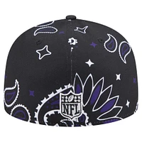 Men's New Era Black Baltimore Ravens Paisley 59FIFTY Fitted Hat
