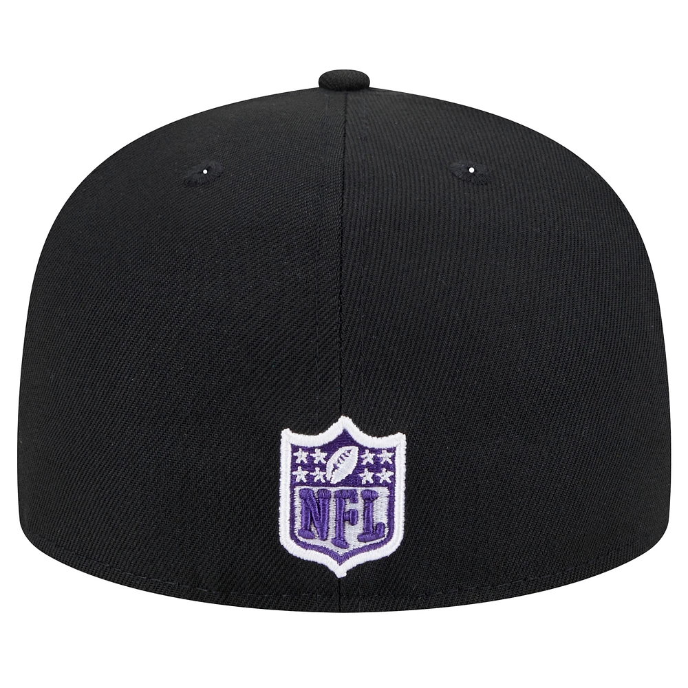 Men's New Era Black Baltimore Ravens  Script Sided 59FIFTY Fitted Hat