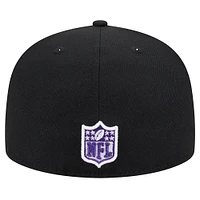 Men's New Era Black Baltimore Ravens  Script Sided 59FIFTY Fitted Hat