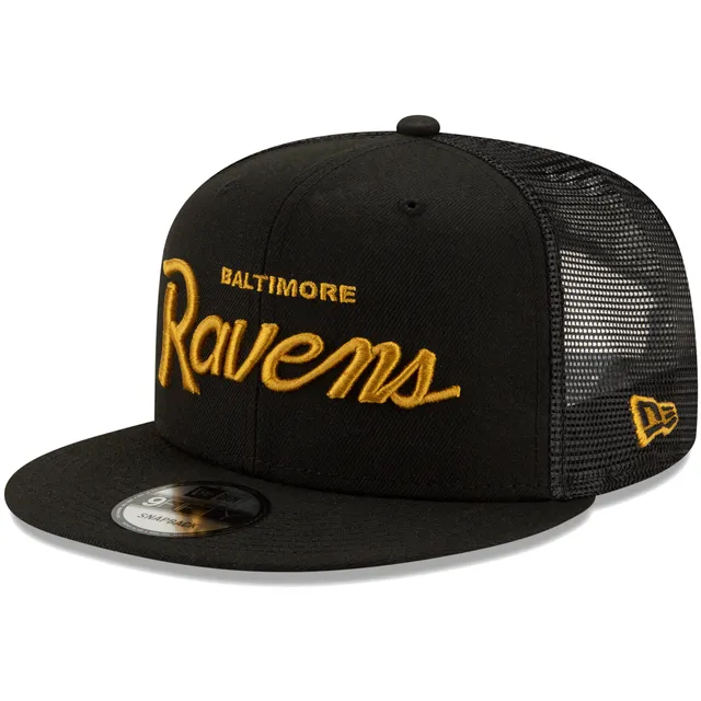 47 Brand Men's Black, Natural Baltimore Ravens Trawler Trucker Clean Up  Snapback Hat