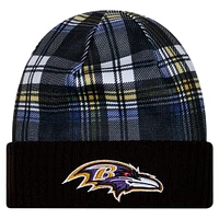 Bonnet en tricot à revers noir Baltimore Ravens Sideline Statement pour homme New Era