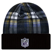 Bonnet en tricot à revers noir Baltimore Ravens Sideline Statement pour homme New Era