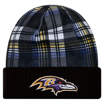 Bonnet en tricot à revers noir Baltimore Ravens Sideline Statement pour homme New Era