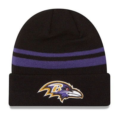 Men's New Era Black Baltimore Ravens Team Logo Cuffed Knit Hat