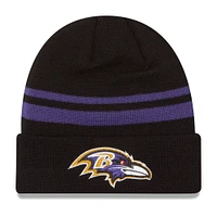 Men's New Era Black Baltimore Ravens Team Logo Cuffed Knit Hat