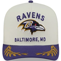 Men's New Era Cream/Purple Baltimore Ravens 2025 NFL Draft 9FIFTY A-Frame Snapback Hat