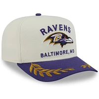 Men's New Era Cream/Purple Baltimore Ravens 2025 NFL Draft 9FIFTY A-Frame Snapback Hat