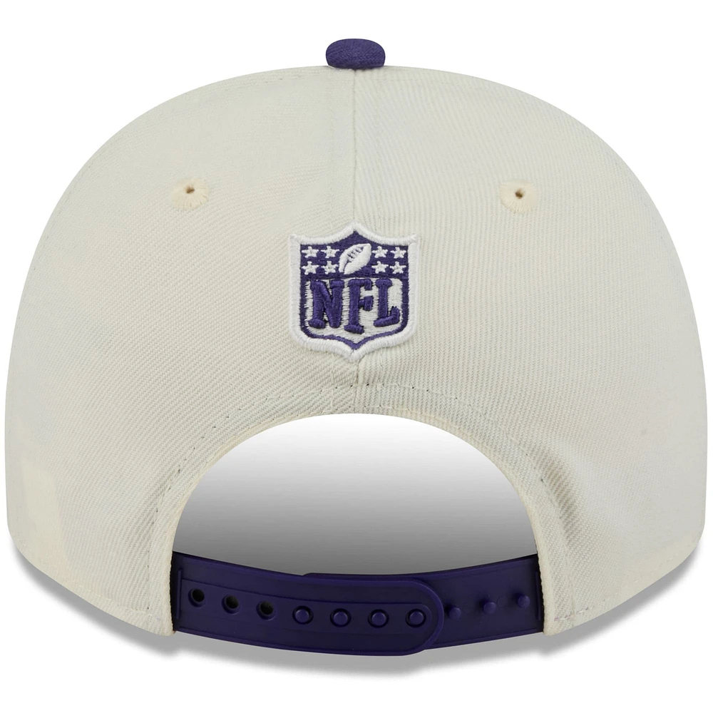 Men's New Era Cream/Purple Baltimore Ravens 2025 NFL Draft 9FIFTY A-Frame Snapback Hat