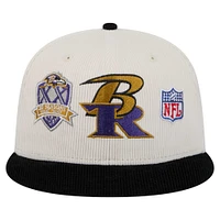 Men's New Era Cream/Purple Baltimore Ravens  Corduroy 59FIFTY Fitted Hat