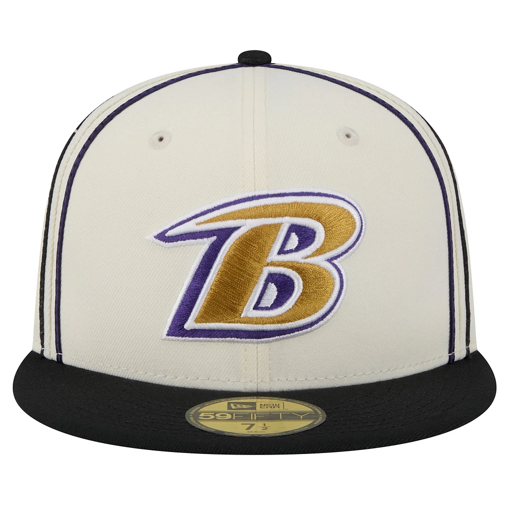 Casquette ajustée 59FIFTY crème Baltimore Ravens Soutache New Era pour hommes