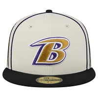 Men's New Era Cream Baltimore Ravens Soutache 59FIFTY Fitted Hat