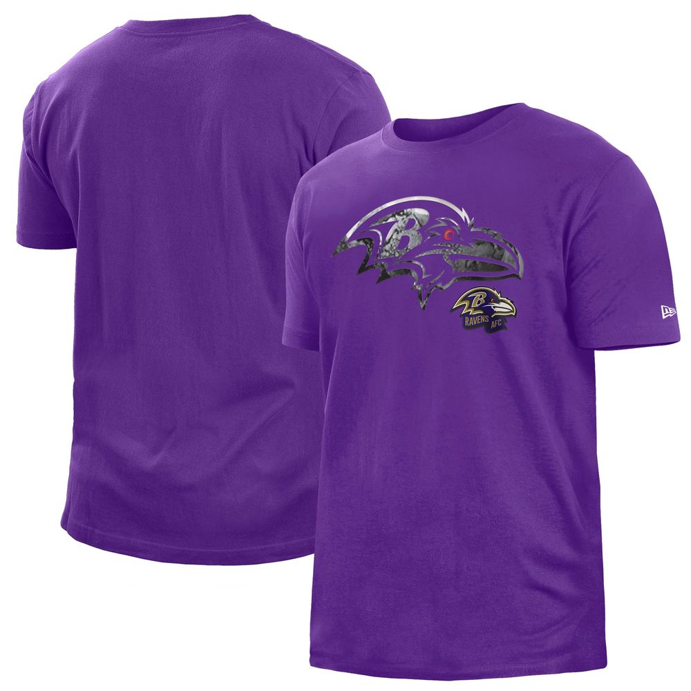 Men's New Era Purple Baltimore Ravens 2022 Sideline Ink Dye T-Shirt