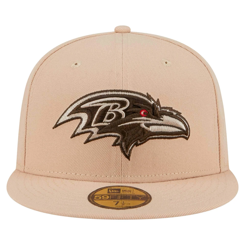 Men's New Era Tan Baltimore Ravens Candied Pecan 59FIFTY Fitted Hat