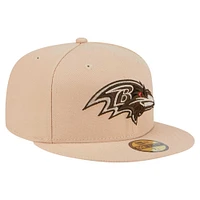 Men's New Era Tan Baltimore Ravens Candied Pecan 59FIFTY Fitted Hat