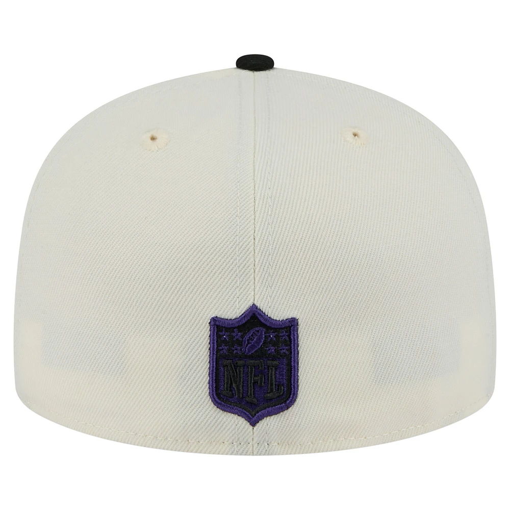 Casquette ajustée New Era Main 59FIFTY blanche/noire des Baltimore Ravens pour homme