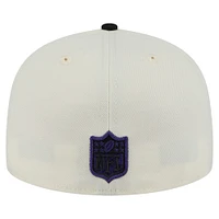 Casquette ajustée New Era Main 59FIFTY blanche/noire des Baltimore Ravens pour homme