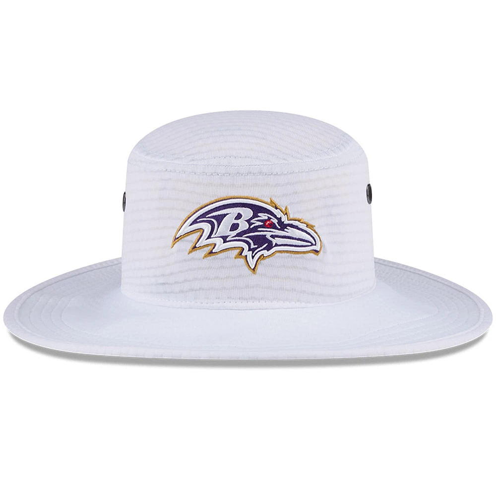 Men's New Era White Baltimore Ravens 2024 NFL Training Camp Panama Bucket Hat