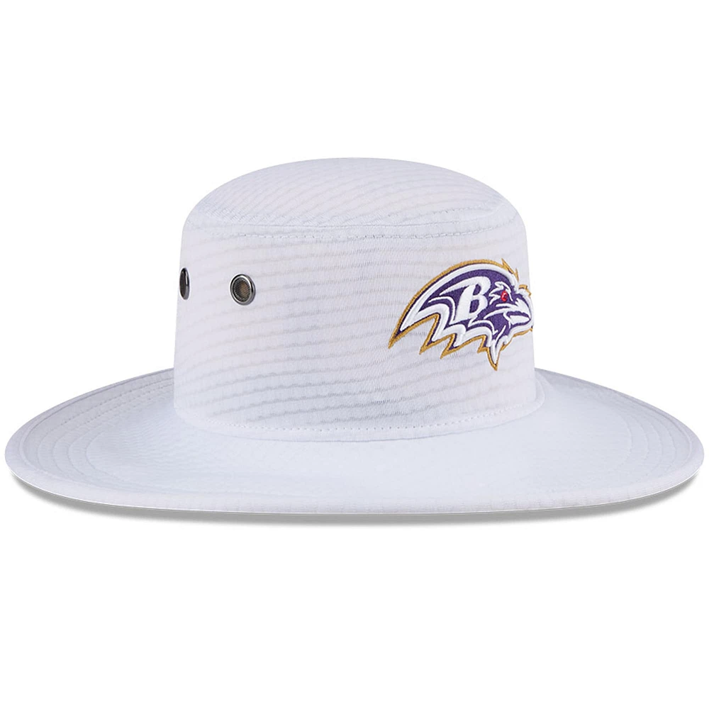 Men's New Era White Baltimore Ravens 2024 NFL Training Camp Panama Bucket Hat