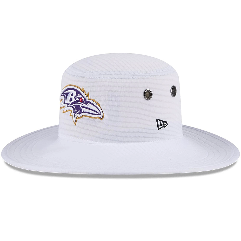 Men's New Era White Baltimore Ravens 2024 NFL Training Camp Panama Bucket Hat