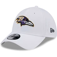 Casquette flexible principale 39THIRTY des Ravens de Baltimore New Era pour hommes, blanche