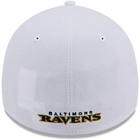 Casquette flexible principale 39THIRTY des Ravens de Baltimore New Era pour hommes, blanche