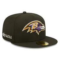 Baltimore Ravens New Era Logo Color Dim 59FIFTY Fitted Hat - Black