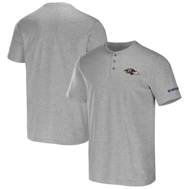 T-shirt Henley gris chiné pour homme de la collection NFL x Darius Rucker Fanatics Baltimore Ravens