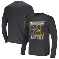 Men's Nike Heather Black Baltimore Ravens Slub Fashion Long Sleeve T-Shirt Size: Medium