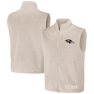 Collection NFL x Darius Rucker pour hommes par Fanatics Oatmeal Baltimore Ravens Gilet pull entièrement zippé