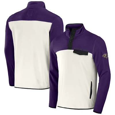 Veste en micro-polaire à boutons-pression pour homme de la collection NFL x Darius Rucker Fanatics, violet/crème, Baltimore Ravens