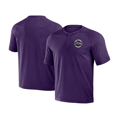 Men's NFL x Darius Rucker Collection by Fanatics Purple Baltimore Ravens Washed Raglan Henley T-Shirt