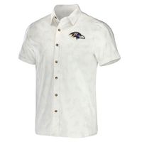 Men's NFL x Darius Rucker Collection by Fanatics White Baltimore Ravens Woven Button-Up T-Shirt