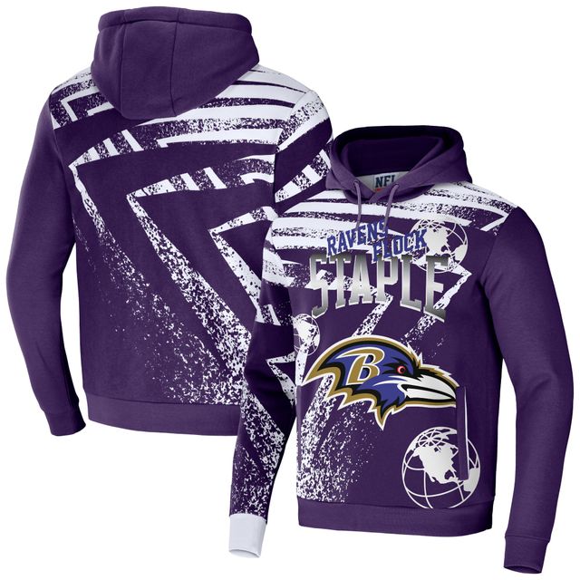 Men's NFL x Staple Black Baltimore Ravens Throwback Vintage Wash Pullover Hoodie Size: Medium