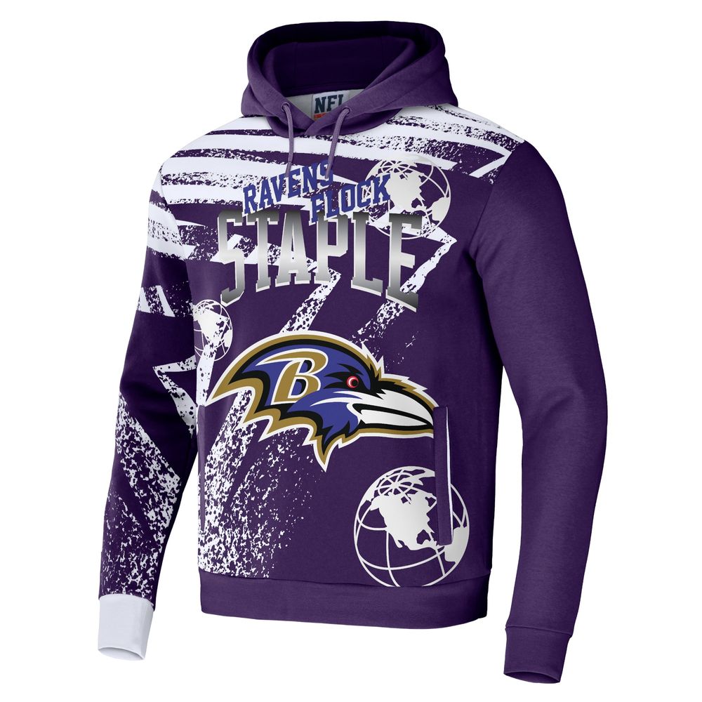 Staple Men's NFL x Staple Purple Baltimore Ravens All Over Print Pullover  Hoodie