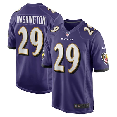 Maillot de match Nike Ar'Darius Washington pour homme des Ravens Baltimore pourpre