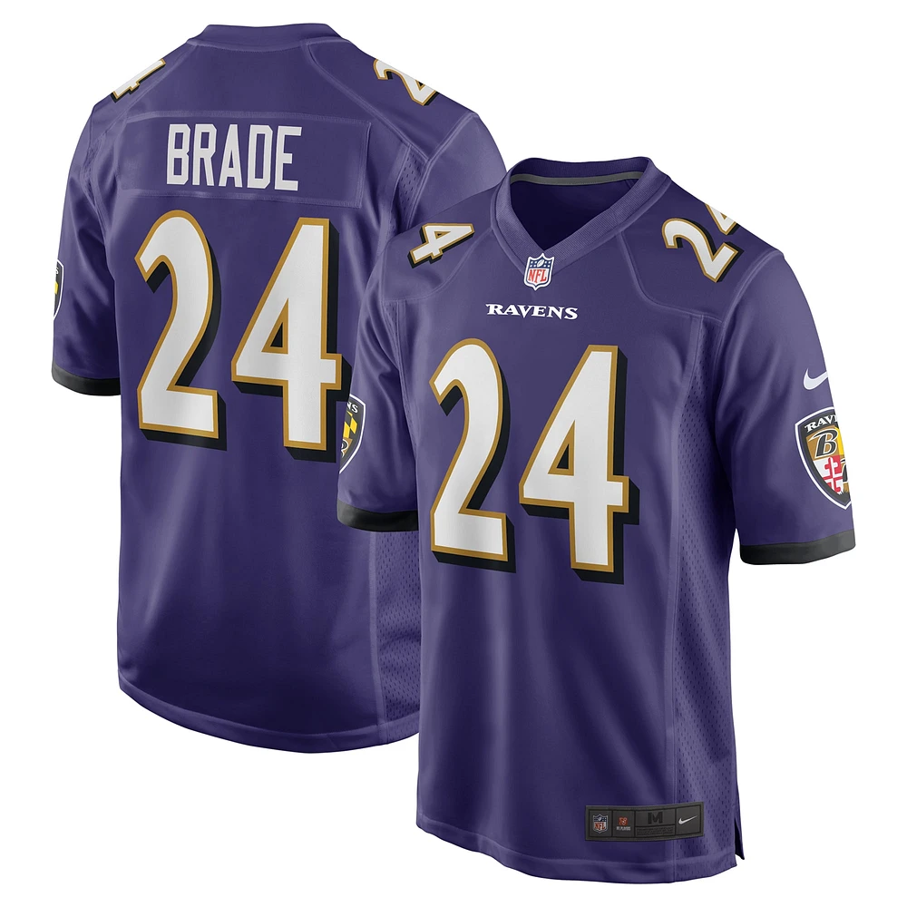 Maillot de match Nike Beau Brade violet pour homme des Baltimore Ravens