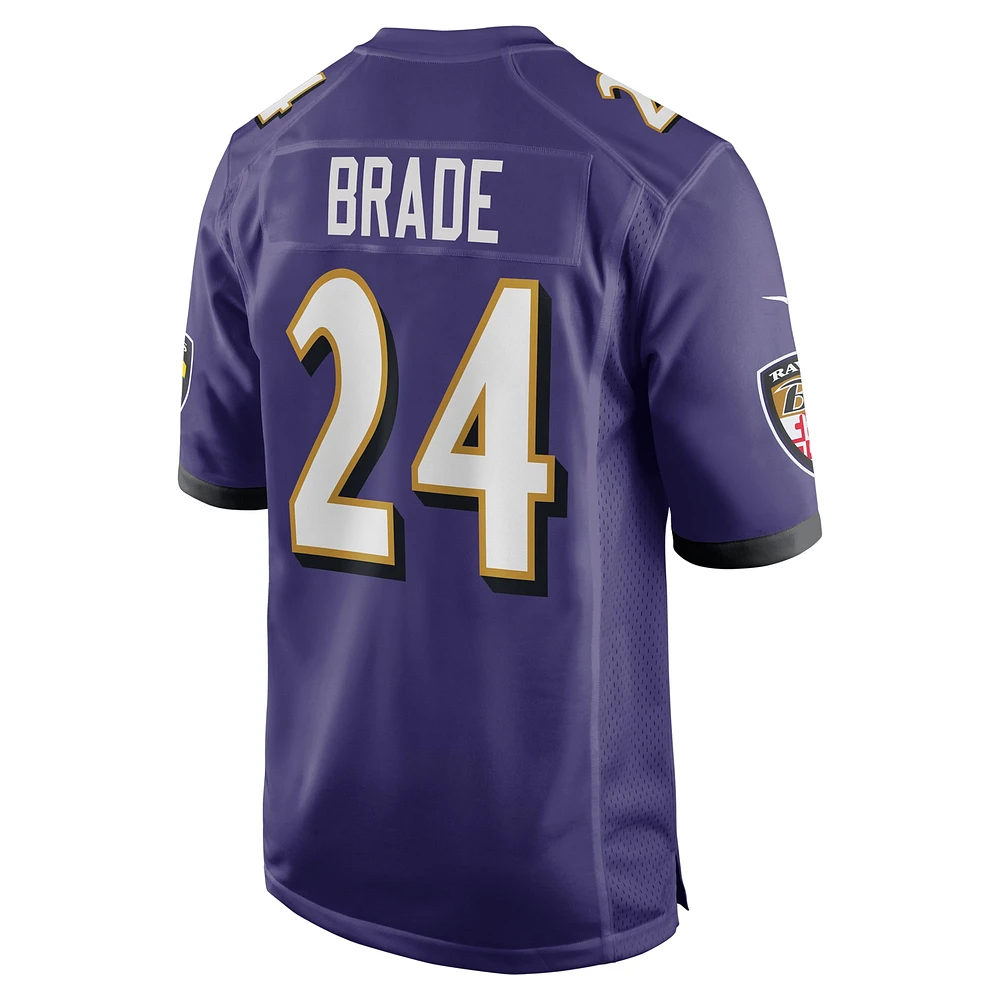 Maillot de match Nike Beau Brade violet pour homme des Baltimore Ravens