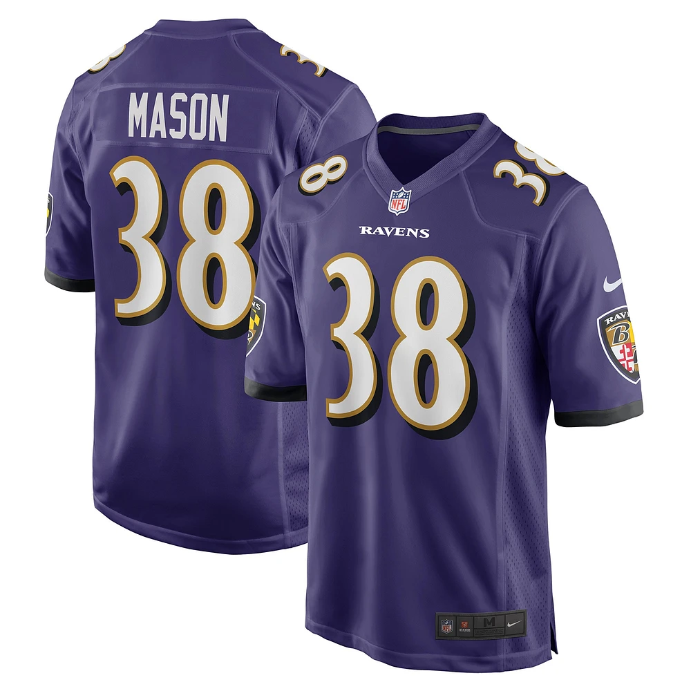 Maillot de match Nike Ben Mason violet Baltimore Ravens pour homme